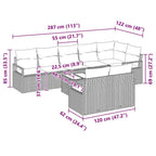 Sofa Set mit Kissen 9 pcs Schwarz Poly Rattan