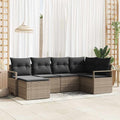 Sofa Set 6 pcs Grau Poly-Rattan