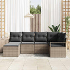 Sofa Set 6 pcs Grau Poly-Rattan