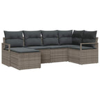 Sofa Set 6 pcs Grau Poly-Rattan