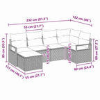 Sofa Set 6 pcs Grau Poly-Rattan