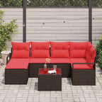 Sofa Set 7 pcs Braun Poly-Rattan