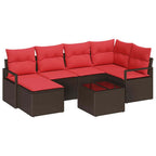 Sofa Set 7 pcs Braun Poly-Rattan