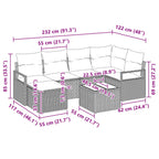 Sofa Set 7 pcs Braun Poly-Rattan