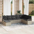 Sofa Set mit Kissen 7 pcs Hellgrau Poly Rattan