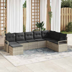 Sofa Set mit Kissen 7 pcs Hellgrau Poly Rattan