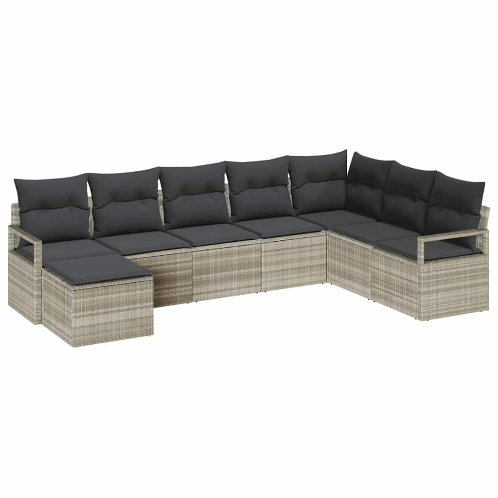 Sofa Set mit Kissen 7 pcs Hellgrau Poly Rattan