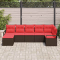 Sofa Set mit Kissen 7 pcs Braun Poly Rattan