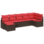 Sofa Set mit Kissen 7 pcs Braun Poly Rattan