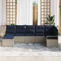 Sofa Set 7 pcs Grau Poly-Rattan