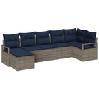 Sofa Set 7 pcs Grau Poly-Rattan