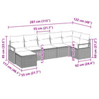 Sofa Set 7 pcs Grau Poly-Rattan