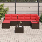 Sofa Set 8 pcs Braun Poly-Rattan