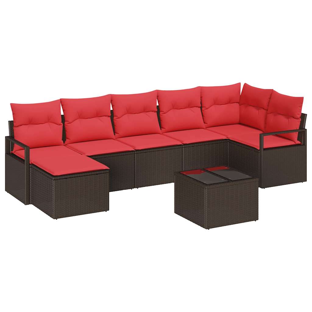 Sofa Set 8 pcs Braun Poly-Rattan