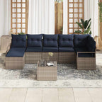 Sofa Set mit Kissen 8 pcs Grau Poly Rattan