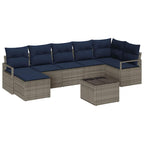 Sofa Set mit Kissen 8 pcs Grau Poly Rattan