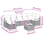 Sofa Set mit Kissen 8 pcs Grau Poly Rattan