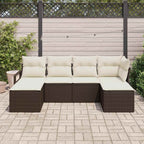 Sofa Set mit Kissen 6 pcs Braun Poly Rattan