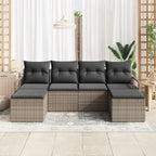 Sofa Set 6 pcs Grau Poly-Rattan