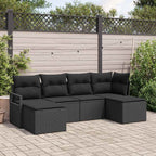 Sofa Set mit Kissen 6 pcs Schwarz Poly Rattan