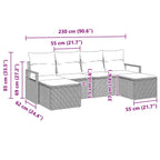 Sofa Set mit Kissen 6 pcs Schwarz Poly Rattan