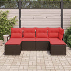 Sofa Set mit Kissen 6 pcs Braun Poly Rattan