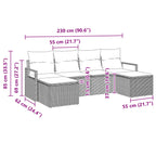 Sofa Set mit Kissen 6 pcs Braun Poly Rattan