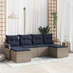 Sofa Set mit Kissen 6 pcs Grau Poly Rattan