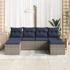 Sofa Set mit Kissen 6 pcs Grau Poly Rattan