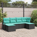 Sofa Set 6 pcs Schwarz Poly-Rattan