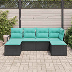 Sofa Set 6 pcs Schwarz Poly-Rattan