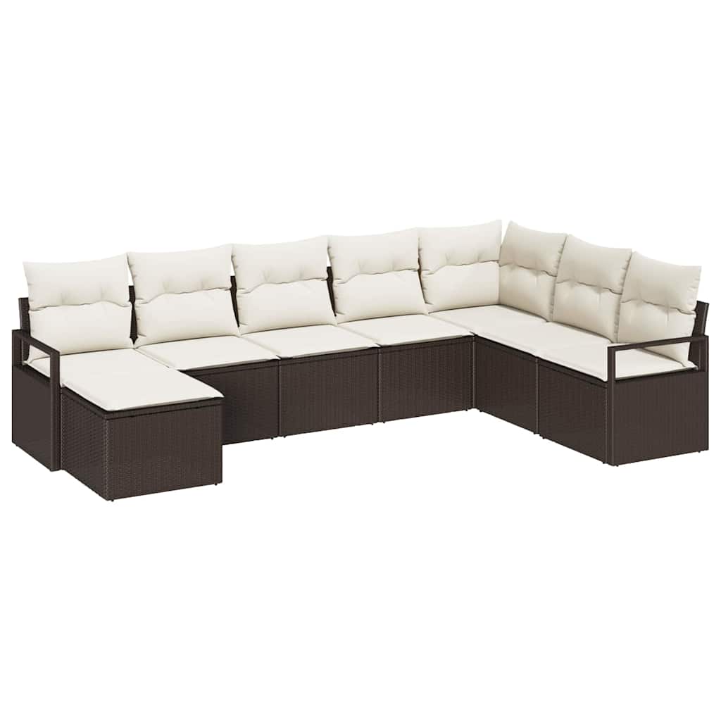 Sofa Set mit Kissen 8 pcs Braun Poly Rattan