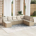 Sofa Set mit Kissen 8 pcs Beige Poly Rattan