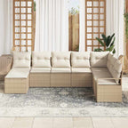 Sofa Set mit Kissen 8 pcs Beige Poly Rattan