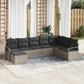 Sofa Set mit Kissen 8 pcs Hellgrau Poly Rattan