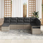 Sofa Set mit Kissen 8 pcs Hellgrau Poly Rattan