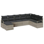 Sofa Set mit Kissen 8 pcs Hellgrau Poly Rattan