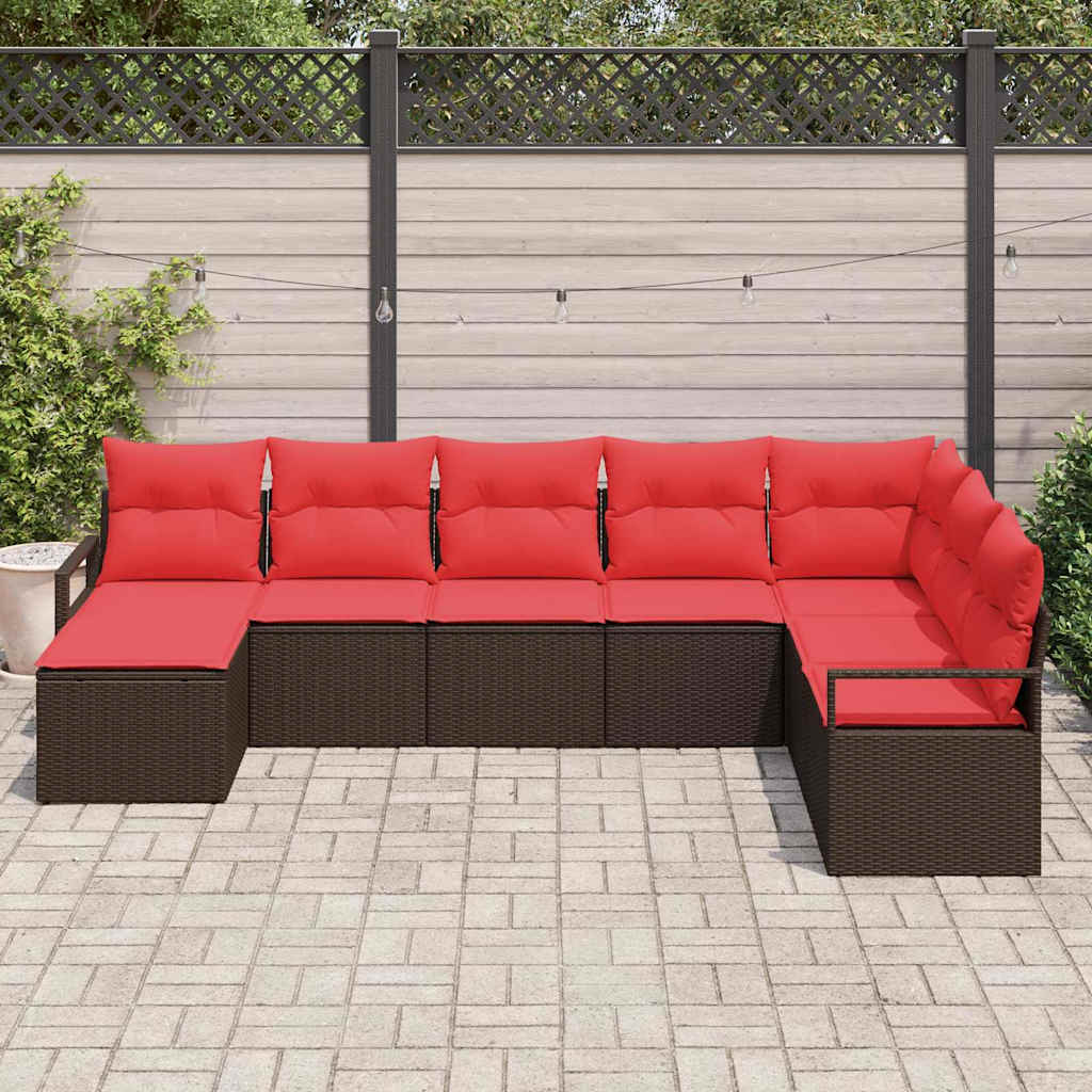 Sofa Set mit Kissen 8 pcs Braun Poly Rattan