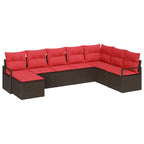 Sofa Set mit Kissen 8 pcs Braun Poly Rattan