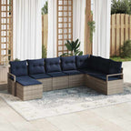Sofa Set mit Kissen 8 pcs Grau Poly Rattan
