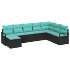 Sofa Set mit Kissen 8 pcs Schwarz Poly Rattan