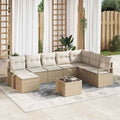 Sofa Set mit Kissen 9 pcs Beige Poly Rattan