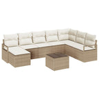 Sofa Set mit Kissen 9 pcs Beige Poly Rattan