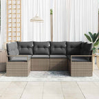 Sofa Set mit Kissen 6 pcs Grau Poly-Rattan
