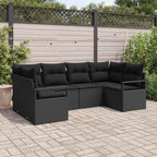 Sofa Set mit Kissen 6 pcs Schwarz Poly-Rattan