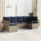 Sofa Set mit Kissen 6 pcs Grau Poly Rattan