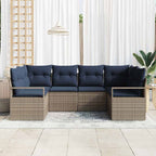 Sofa Set mit Kissen 6 pcs Grau Poly Rattan