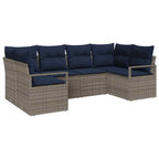 Sofa Set mit Kissen 6 pcs Grau Poly Rattan