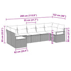Sofa Set mit Kissen 7 pcs Schwarz Poly-Rattan