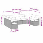 Sofa Set mit Kissen 9 pcs Braun Poly-Rattan